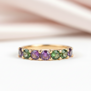 3mm Seven Stone Alexandrite Wedding Band-Black Diamonds New York