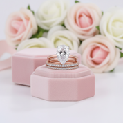 3pc Rose Gold Classic Pear Cut Wedding Ring Set-Black Diamonds New York