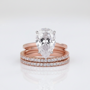 3pc Rose Gold Classic Pear Cut Wedding Ring Set-Black Diamonds New York