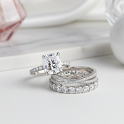 3pc Gorgeous Cushion Cut Simulated Diamond Ring Set-Black Diamonds New York