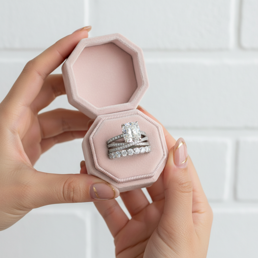 3pc Gorgeous Cushion Cut Simulated Diamond Ring Set-Black Diamonds New York