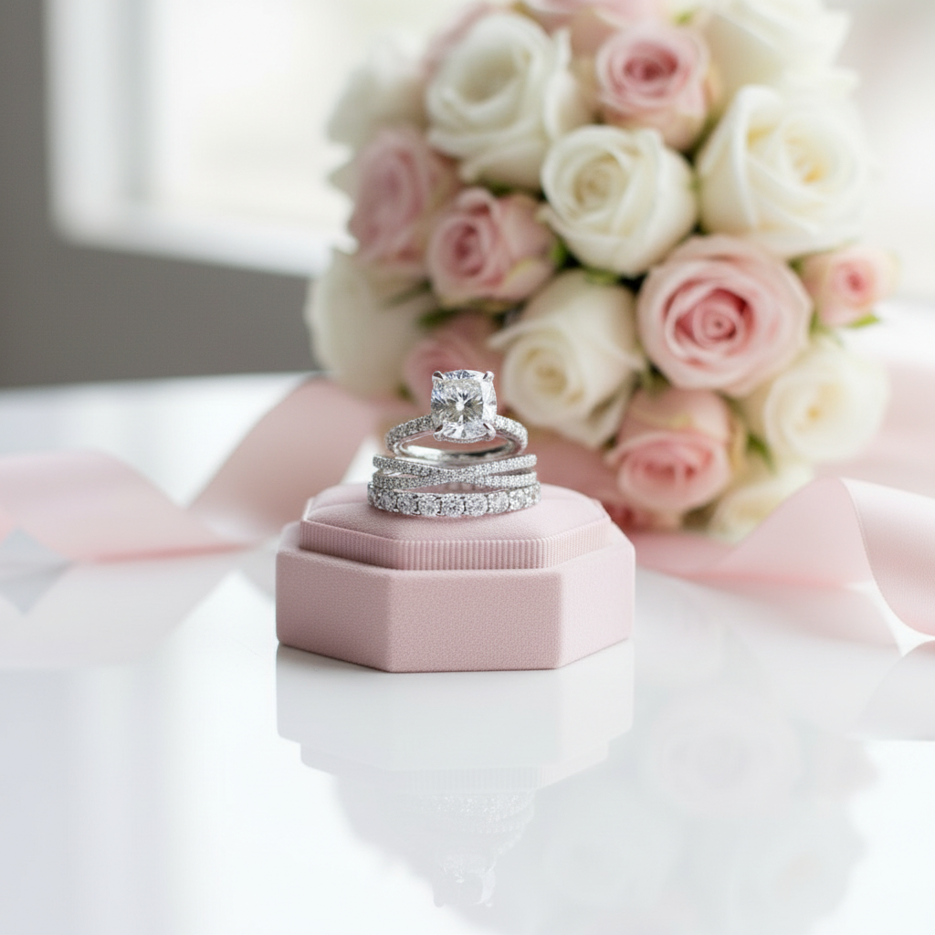 3pc Gorgeous Cushion Cut Simulated Diamond Ring Set-Black Diamonds New York