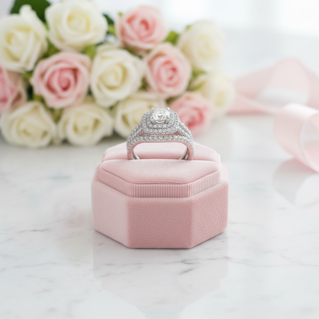 3Pcs 2.0 ct Round Diamond Blue Side Stone Ring Set-Black Diamonds New York