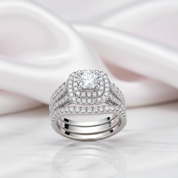 3Pcs 2.0 ct Round Diamond Option Blue Side Stone Ring Set-Black Diamonds New York