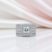 3Pcs Cross Princess Cut Diamond Option Halo Ring Set-Black Diamonds New York