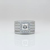 3Pcs Cross Princess Cut Diamond Option Halo Ring Set-Black Diamonds New York