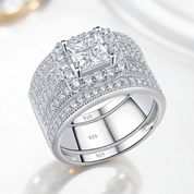 3Pcs Princess Cut Diamond Option Engagement Ring Set-Black Diamonds New York