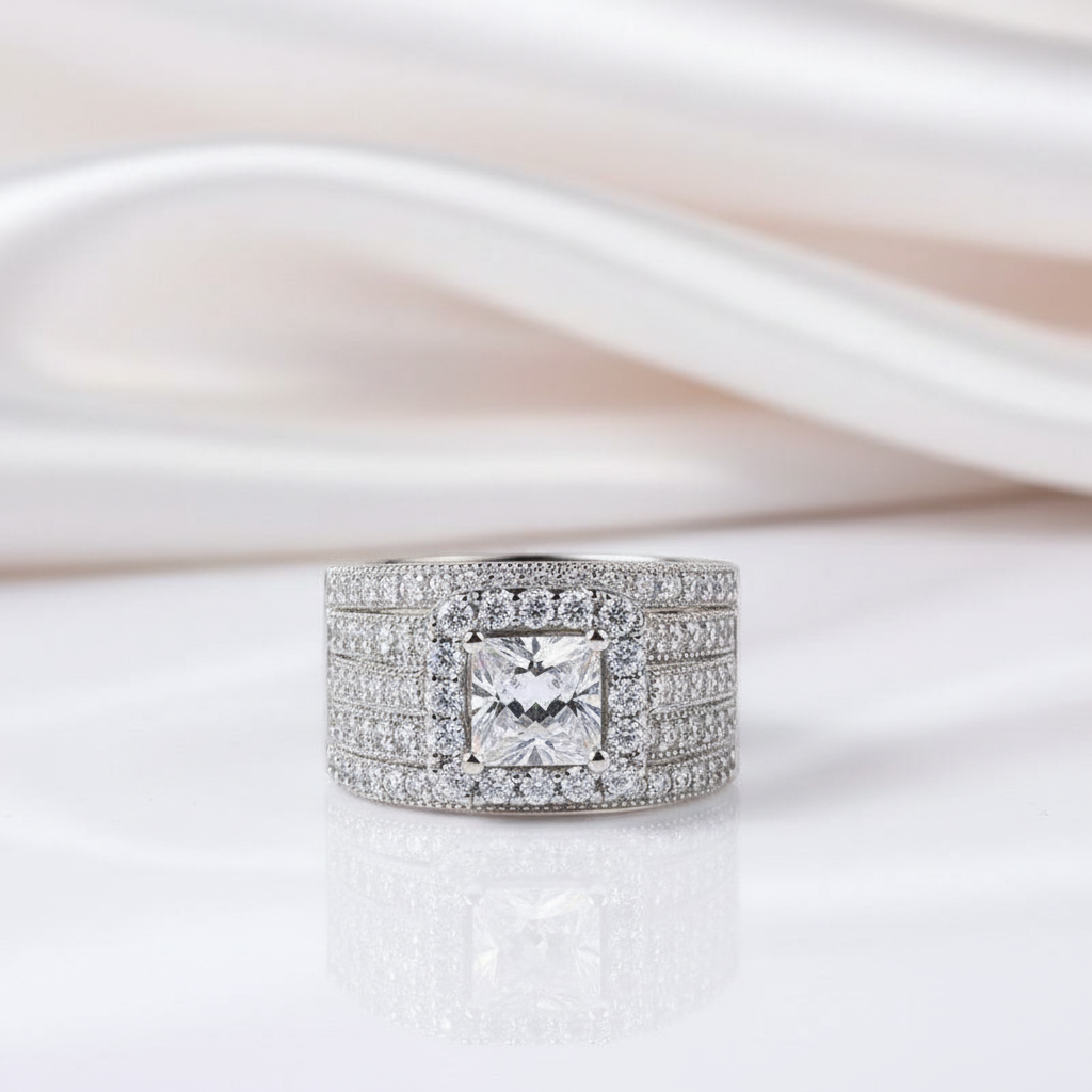 3Pcs Princess Cut Diamond Option Engagement Ring Set-Black Diamonds New York