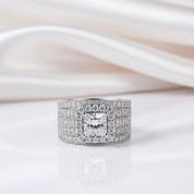 3Pcs Princess Cut Diamond Option Engagement Ring Set-Black Diamonds New York