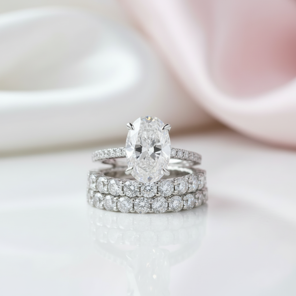 3pcs Stunning Oval Cut Simulated Diamond Wedding Set-Black Diamonds New York