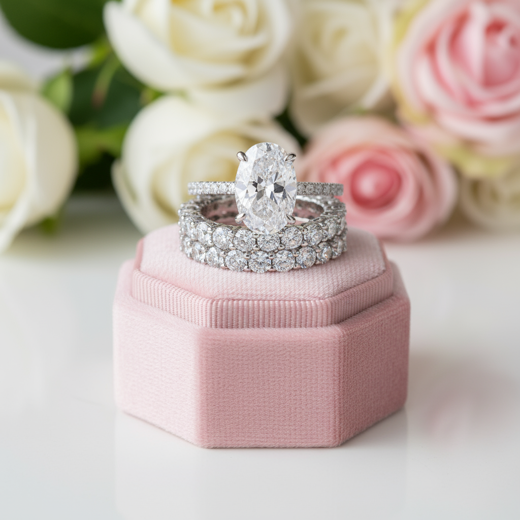 3pcs Stunning Oval Cut Simulated Diamond Wedding Set-Black Diamonds New York