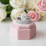 3pcs Stunning Oval Cut Simulated Diamond Wedding Set-Black Diamonds New York