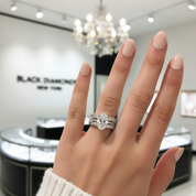 3pcs Stunning Oval Cut Simulated Diamond Wedding Set-Black Diamonds New York