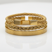 3pcs Luxury Stainless Steel Roman Numeral Men's Bracelet-Black Diamonds New York