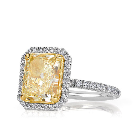 4.0 ct Light Yellow Radiant Cut Diamond Engagement Ring in 14k White Gold