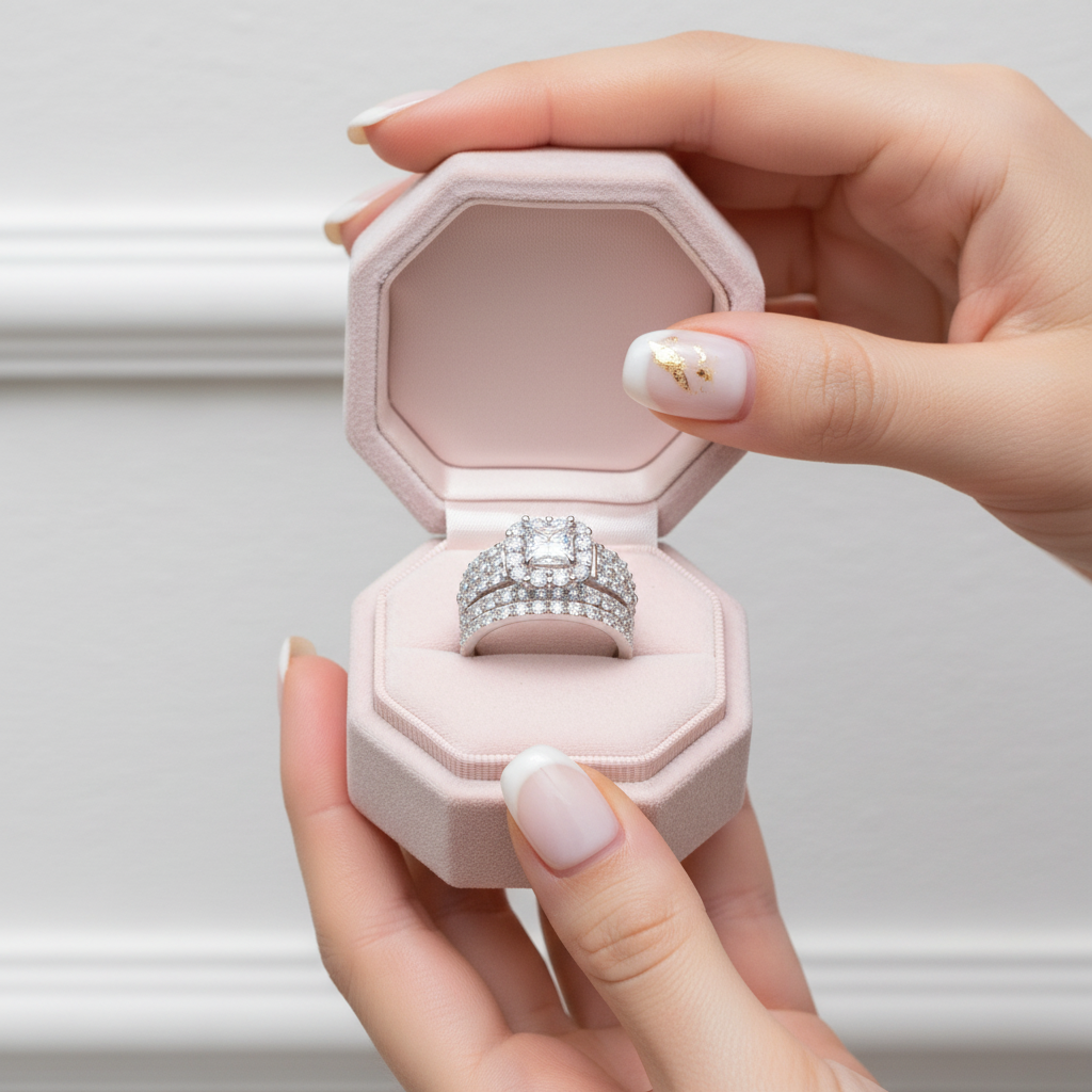 4.0 Ct Cross Cut Diamond Option Ring Set-Black Diamonds New York