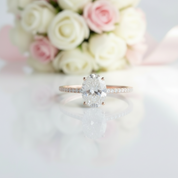 4 Prong 14K White Gold 1ct Oval Diamond Engagement Ring-Black Diamonds New York