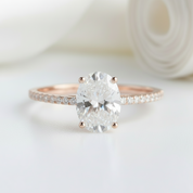 4 Prong 14K White Gold 1ct Oval Diamond Engagement Ring-Black Diamonds New York