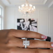 4 Prong Radiant Cut Simulated Diamond Option Engagement Ring-Black Diamonds New York