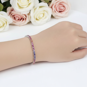 4 Prong Square Rainbow Crystal Tennis Chain Bracelet-Black Diamonds New York