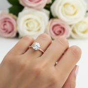 4 prong Yellow Gold Classic Round Cut Engagement Ring-Black Diamonds New York