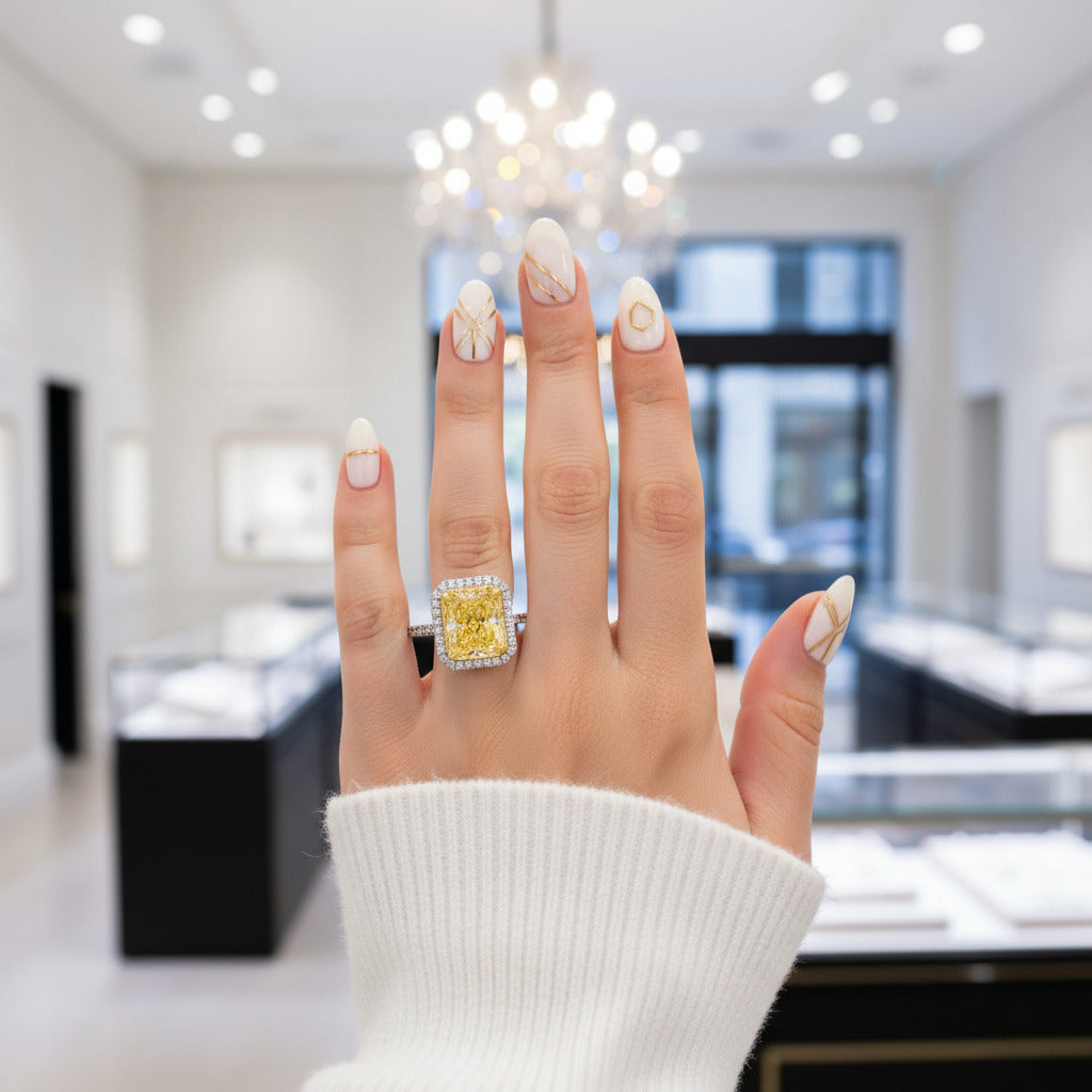 4.0 ct Light Yellow Radiant Cut Diamond Option Engagement Ring-Black Diamonds New York