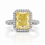 4.0 ct Light Yellow Radiant Cut Diamond Option Engagement Ring in 14k White Gold