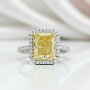 4.0 ct Light Yellow Radiant Cut Diamond Engagement Ring in 14K White Gold-Black Diamonds New York