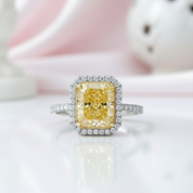 4.0 ct Light Yellow Radiant Cut Diamond Engagement Ring in 14K White Gold-Black Diamonds New York