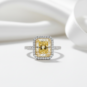 4.0 ct Light Yellow Radiant Cut Diamond Engagement Ring in 14K White Gold-Black Diamonds New York