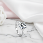 4.0 CT Emerald Cut Diamond Option Platinum Engagement Ring-Black Diamonds New York