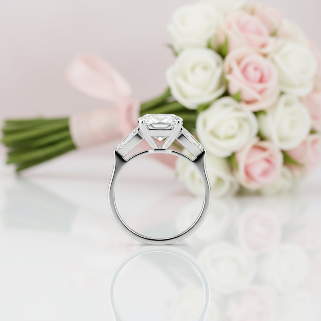 4.0 CT Emerald Cut Diamond Option Platinum Engagement Ring-Black Diamonds New York
