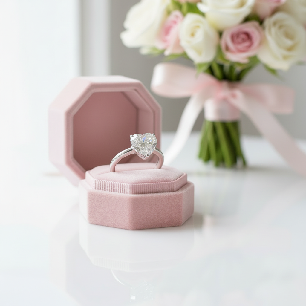4.0 Ct Heart Cut Diamond Option Solitaire Engagement Ring-Black Diamonds New York