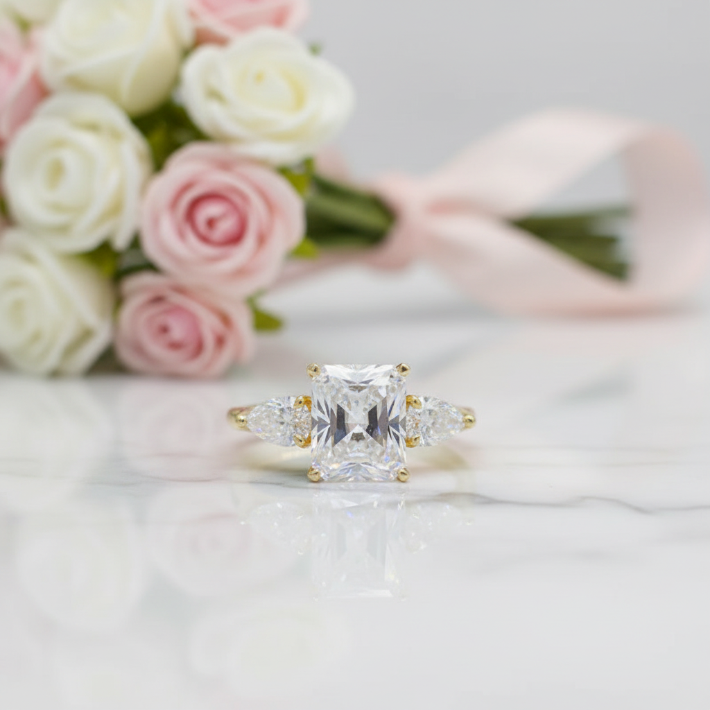4.0 Ct Radiant Cut Diamond Option Engagement Ring-Black Diamonds New York