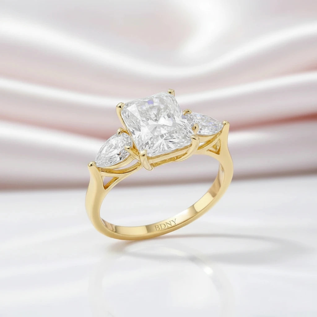 4.0 Ct Radiant Cut Diamond Option Engagement Ring-Black Diamonds New York