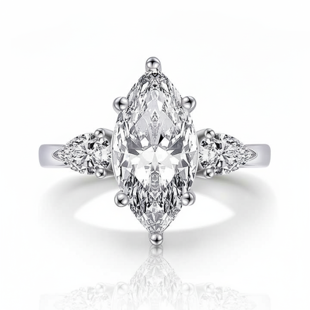 4.0 Ctw Marquise & Pear Cut Diamond Option Engagement Ring-Black Diamonds New York