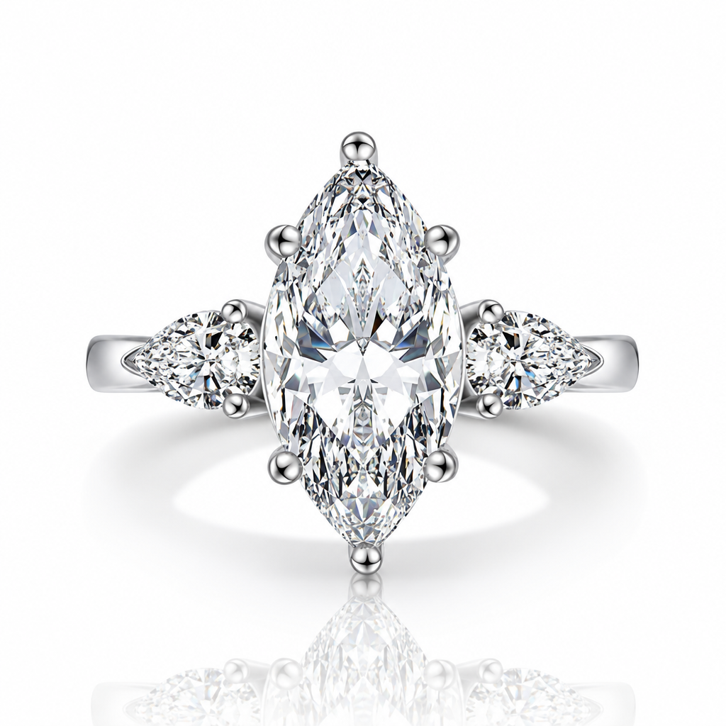 4.0 Ctw Marquise & Pear Cut Diamond Option Engagement Ring-Black Diamonds New York