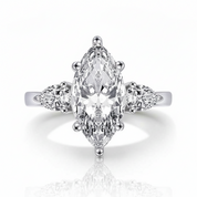4.0 Ctw Marquise & Pear Cut Diamond Option Engagement Ring-Black Diamonds New York