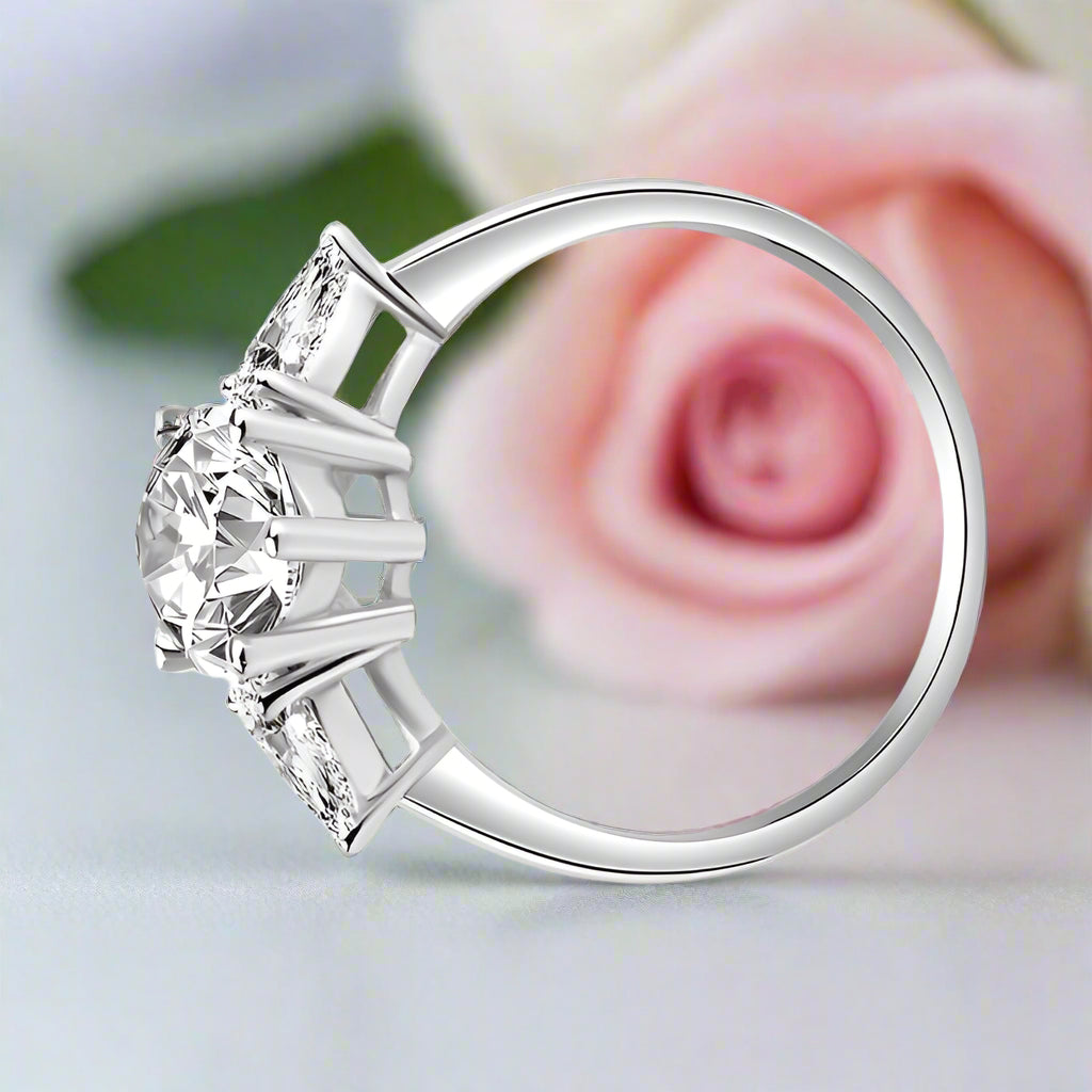 4.0 Ctw Marquise & Pear Cut Diamond Engagement Ring-Black Diamonds New York