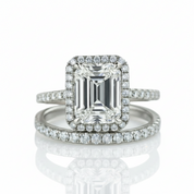 4.0ct Halo Emerald Cut Wedding Ring Set-Black Diamonds New York