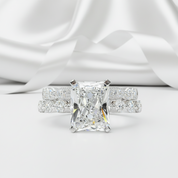 4.0ct Radiant Cut White Sapphire Wedding Ring Set-Black Diamonds New York