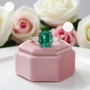 4.0ct Paraiba Tourmaline Radiant Cut Three-Stone Engagement Ring-Black Diamonds New York