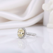 4.0ct Yellow Stone Halo Oval Cut Diamond Engagement Ring-Black Diamonds New York