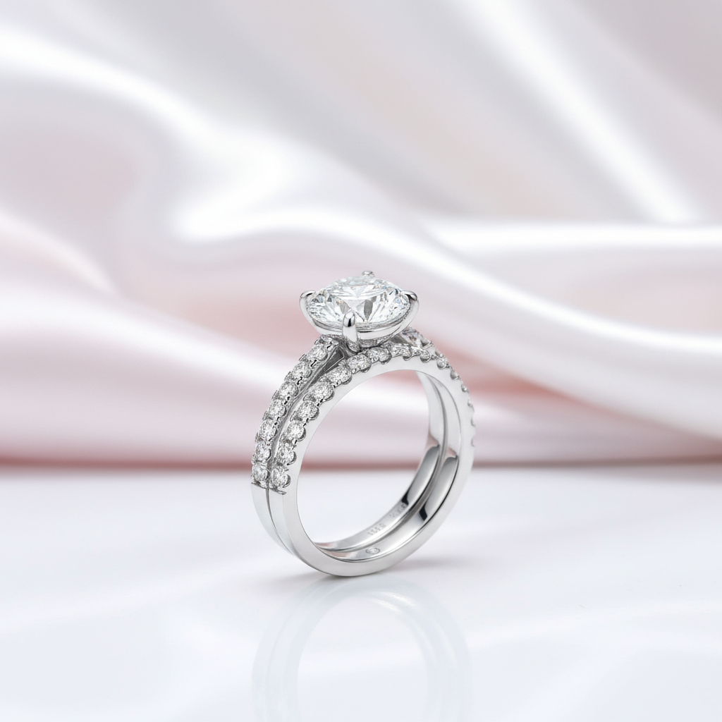 4.2 Ctw Round Diamond Engagement Ring Set-Black Diamonds New York