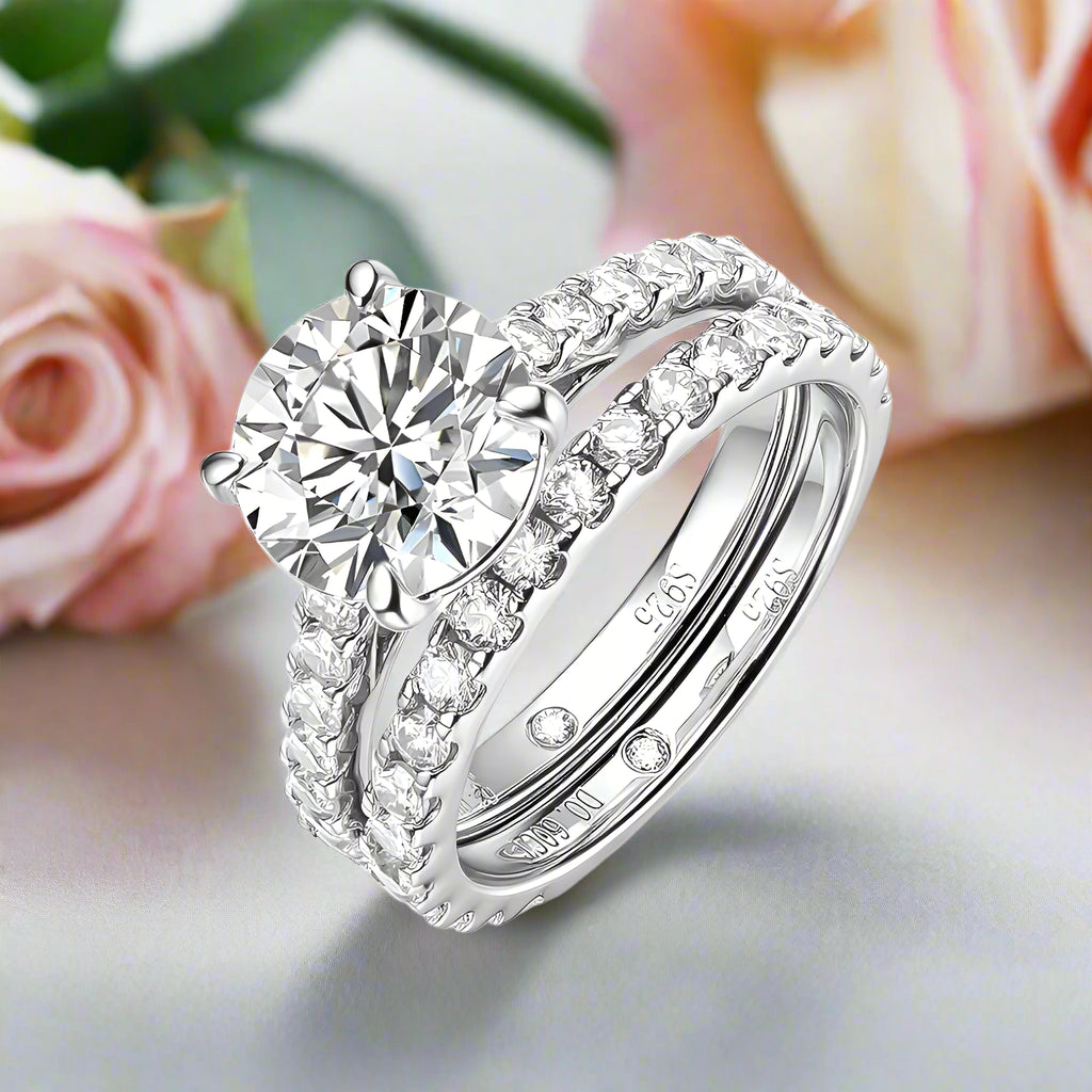 4.2 Ctw Round Diamond Engagement Ring Set-Black Diamonds New York