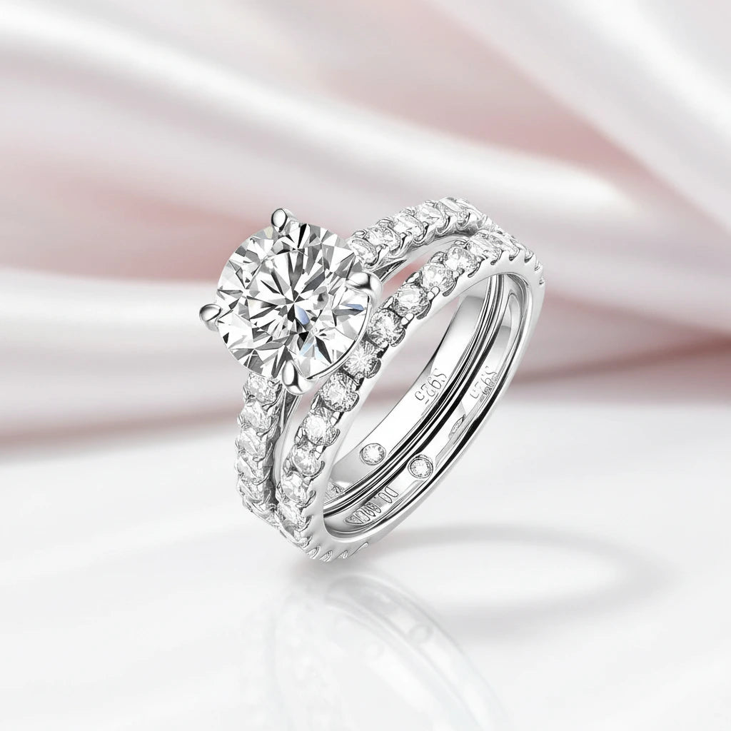 4.2 Ctw Round Diamond Option Engagement Ring Set-Black Diamonds New York