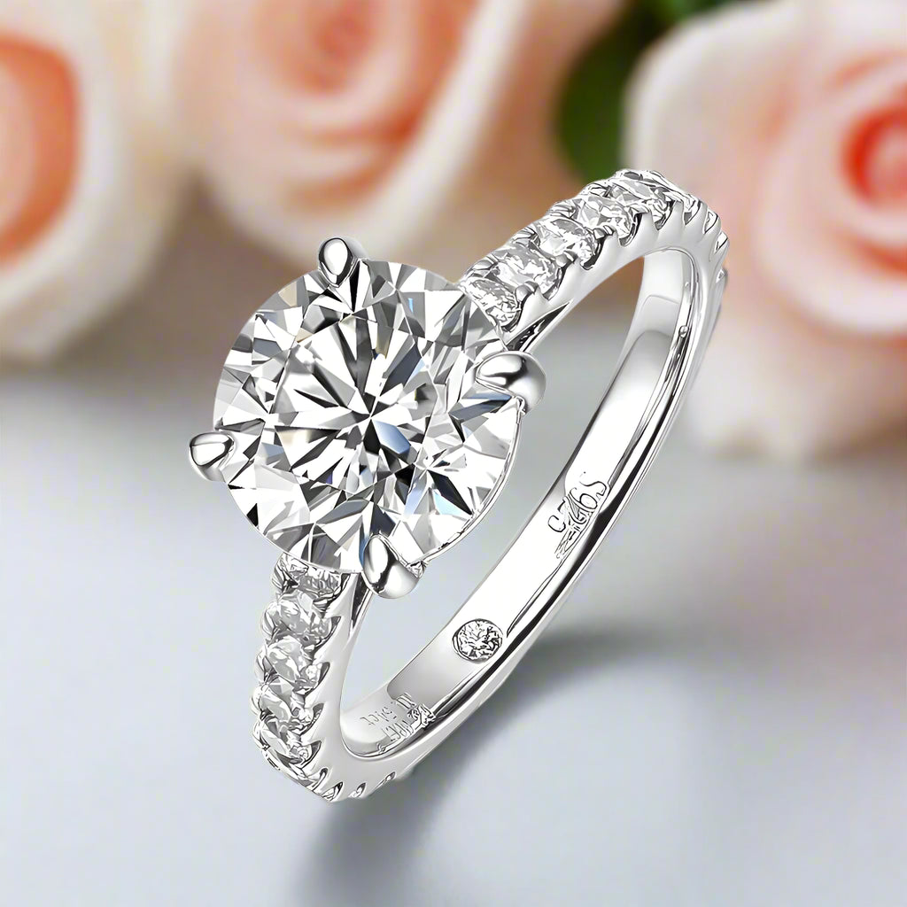 4.2 Ctw Round Diamond Engagement Ring Set-Black Diamonds New York