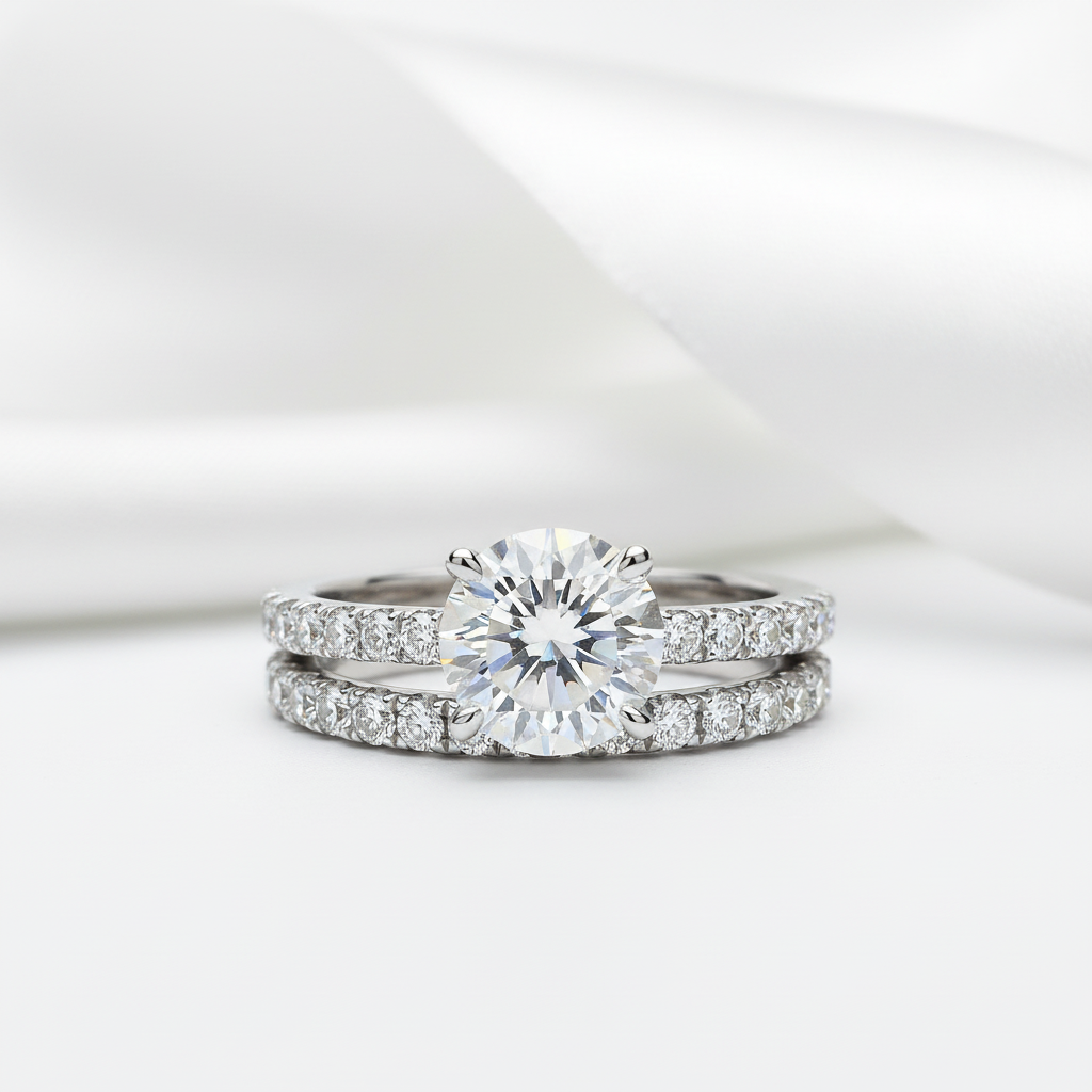 4.2 Ctw Round Diamond Engagement Ring Set-Black Diamonds New York