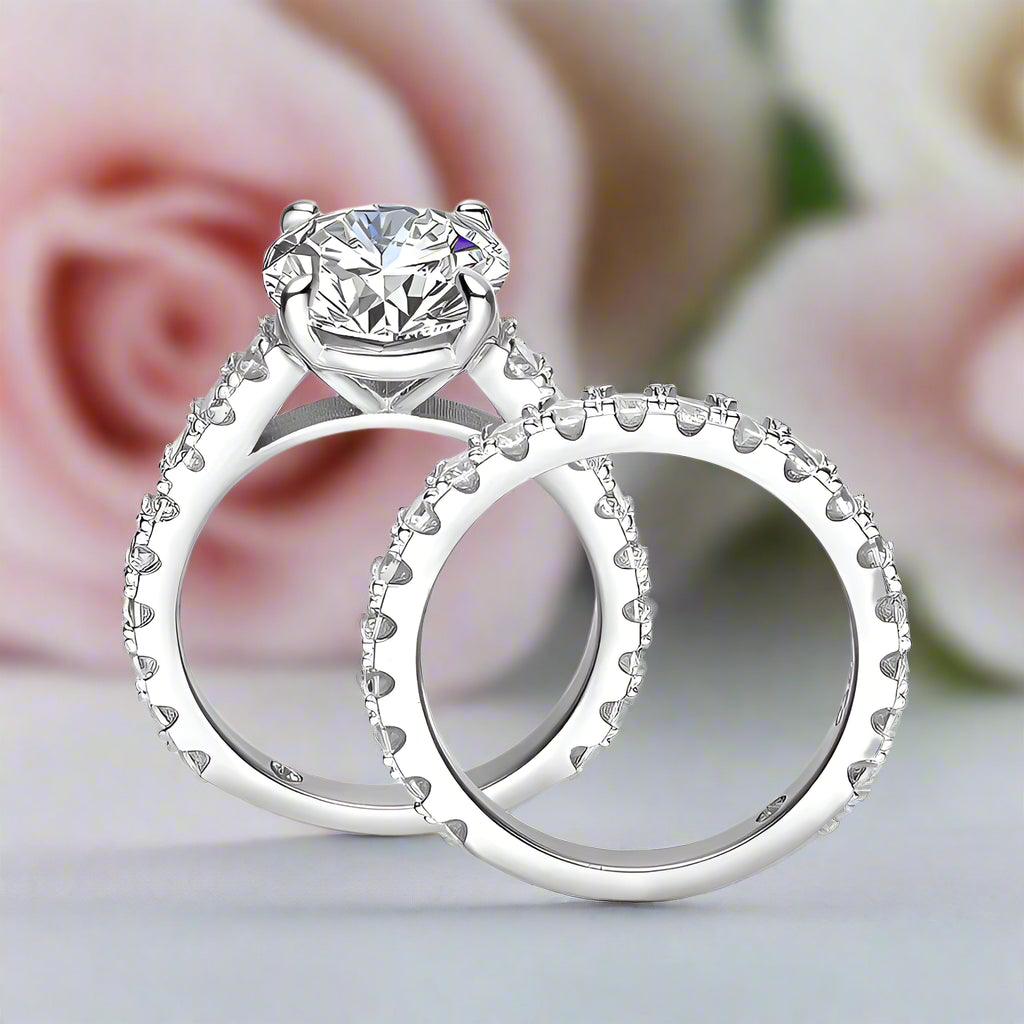 4.2 Ctw Round Diamond Engagement Ring Set-Black Diamonds New York