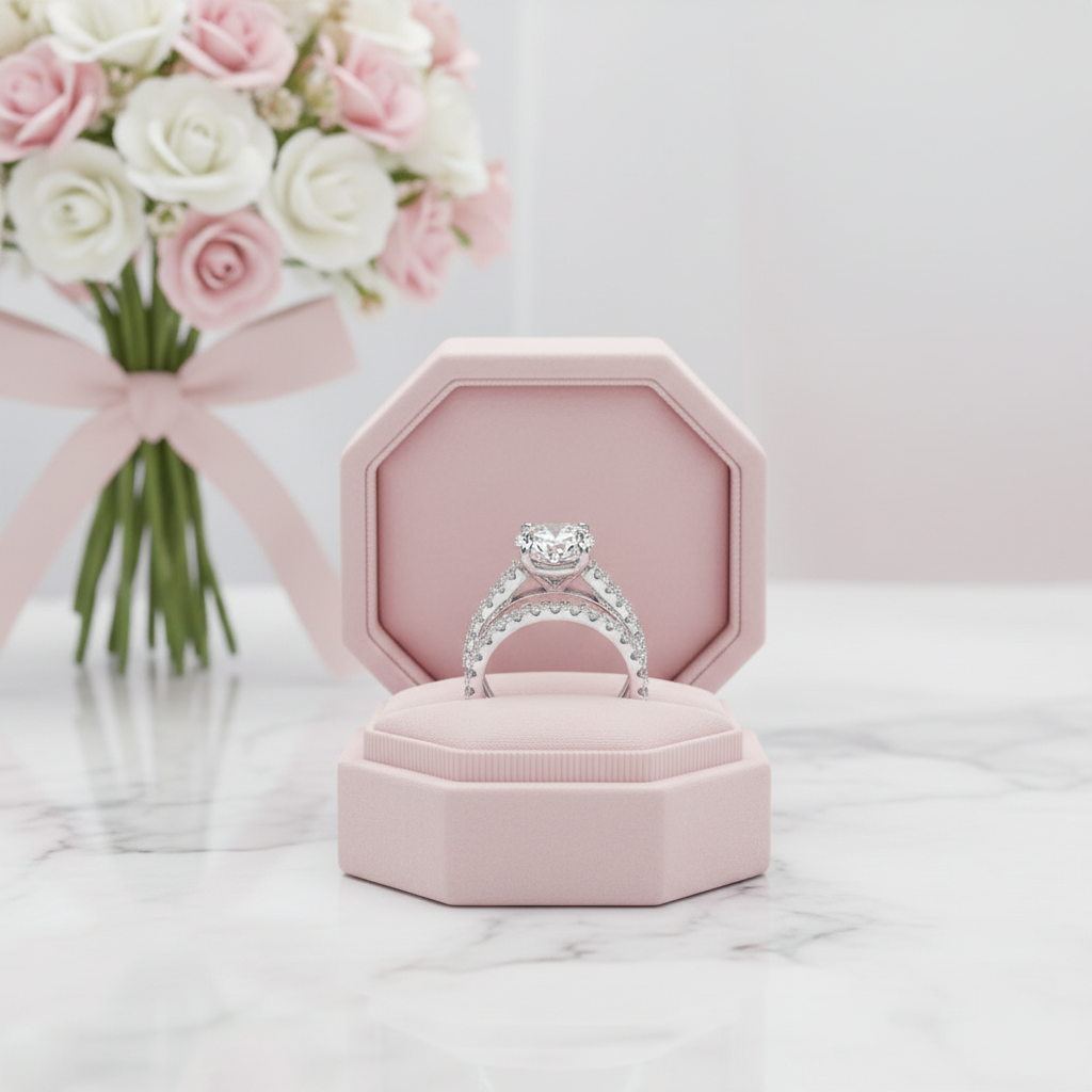 4.2 Ctw Round Diamond Option Engagement Ring Set-Black Diamonds New York